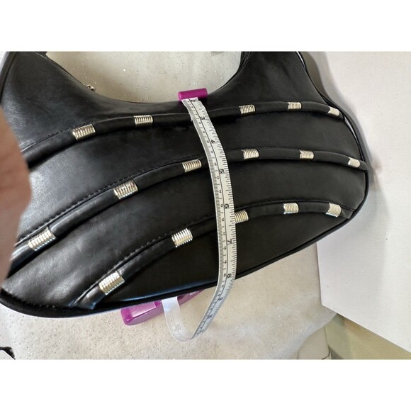 Unbranded Black Studded Shoulder Hobo Vegan Leather Bag Bonus CC Case Pockets - Picture 14 of 16